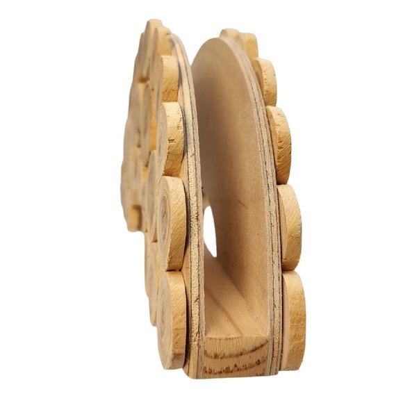 Vintage Scandinavian Handmade Natural Wooden Napkin Letter Holder Cabin Lodge - Picture 4 of 6